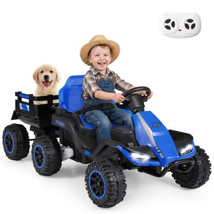 24V Kids Electric Vehicle with Parent Remote and Detachable Trailer for Boys Girls Aged 3+-Navy