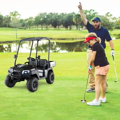 24V Kids Golf Cart 4WD 2 Seater Ride on Car with Dump Bed-Black