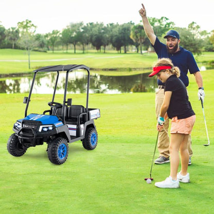 24V Kids Golf Cart 4WD 2 Seater Ride on Car with Dump Bed-Navy