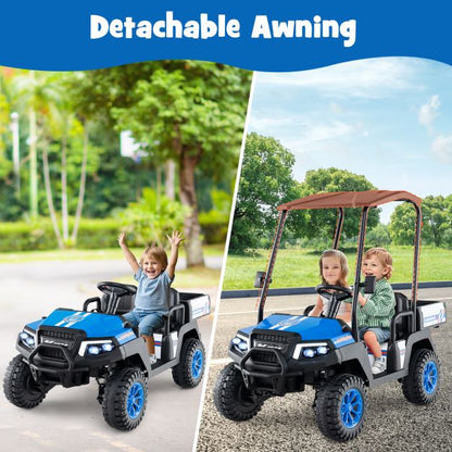 24V Kids Golf Cart 4WD 2 Seater Ride on Car with Dump Bed-Navy