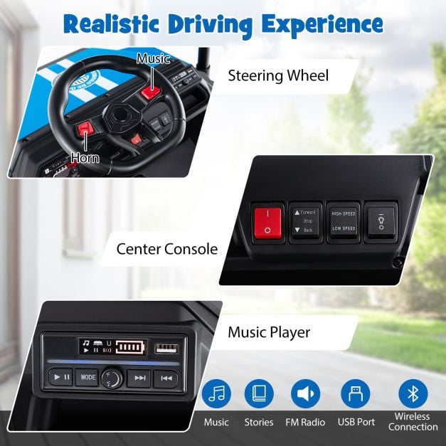 24V Kids Golf Cart 4WD 2 Seater Ride on Car with Dump Bed-Navy