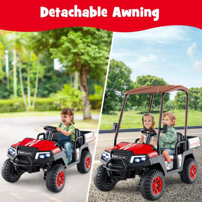 24V Kids Golf Cart 4WD 2 Seater Ride on Car with Dump Bed-Red