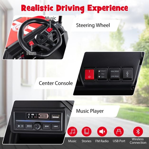 24V Kids Golf Cart 4WD 2 Seater Ride on Car with Dump Bed-Red