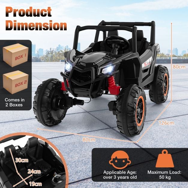 24V Kids Ride on UTV with 4 x 100W Powerful Engin and Remote Control-Black