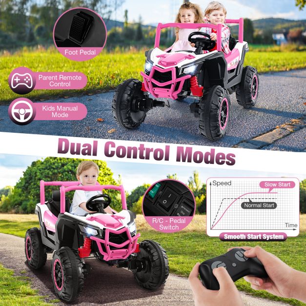 24V Kids Ride on UTV with 4 x 100W Powerful Engin and Remote Control-Pink