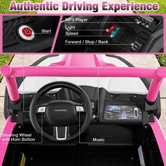 24V Kids Ride on UTV with 4 x 100W Powerful Engin and Remote Control-Pink