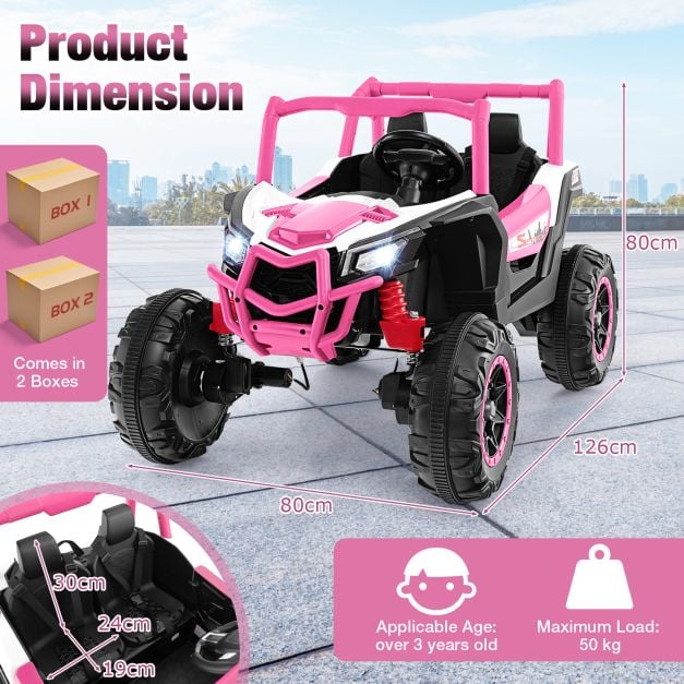 24V Kids Ride on UTV with 4 x 100W Powerful Engin and Remote Control-Pink