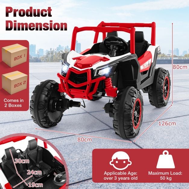 24V Kids Ride on UTV with 4 x 100W Powerful Engin and Remote Control-Red