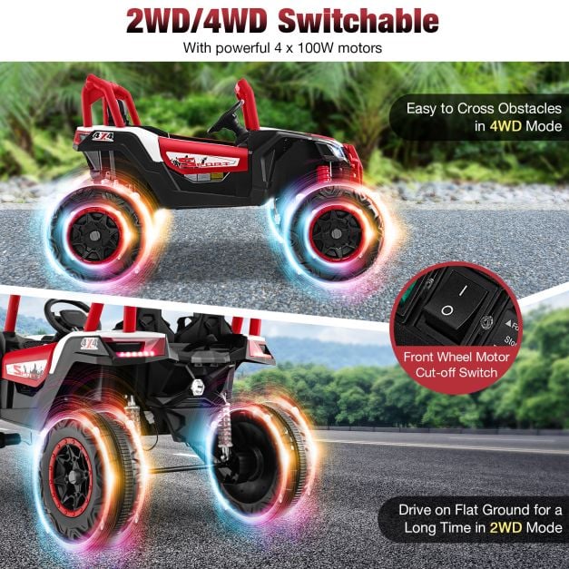 24V Kids Ride on UTV with 4 x 100W Powerful Engin and Remote Control-Red