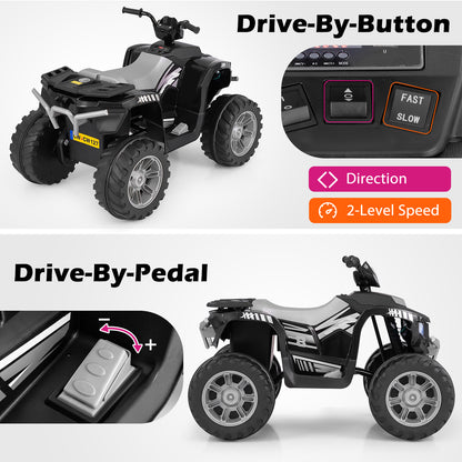 4-Wheeler Ride-On Toys with LED Lights and Wireless Connection-Black