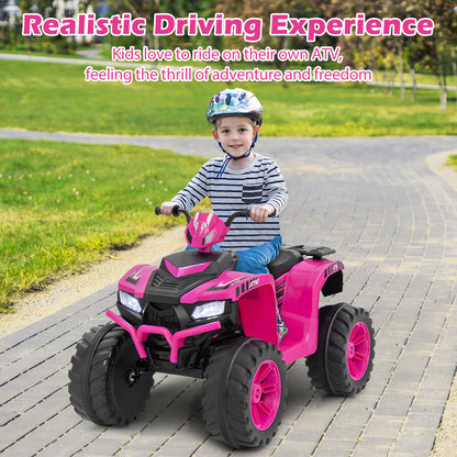 24V Ride-On ATV Toy Car with LED Lights and Wireless Connection-Pink