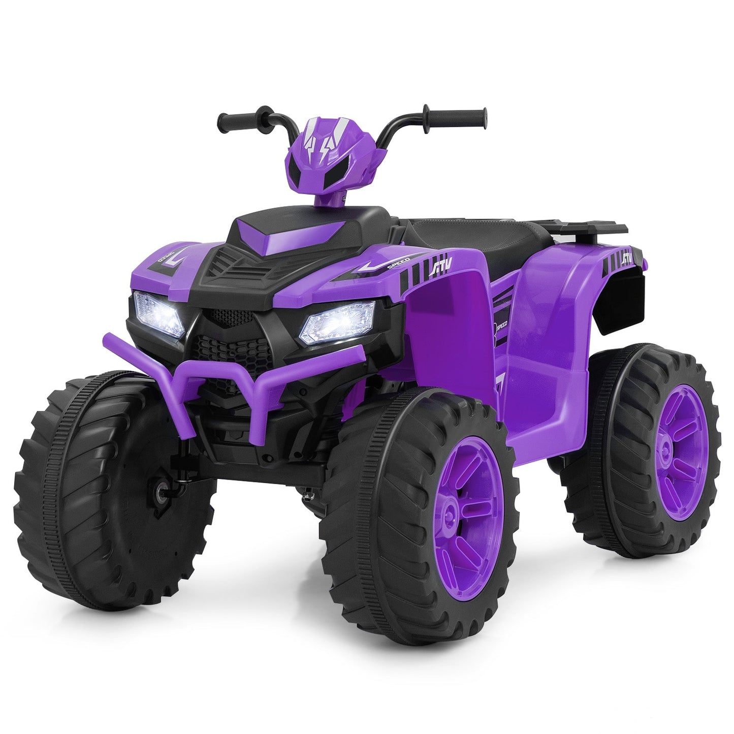 24V Ride-On ATV Toy Car with LED Lights and Wireless Connection-Purple