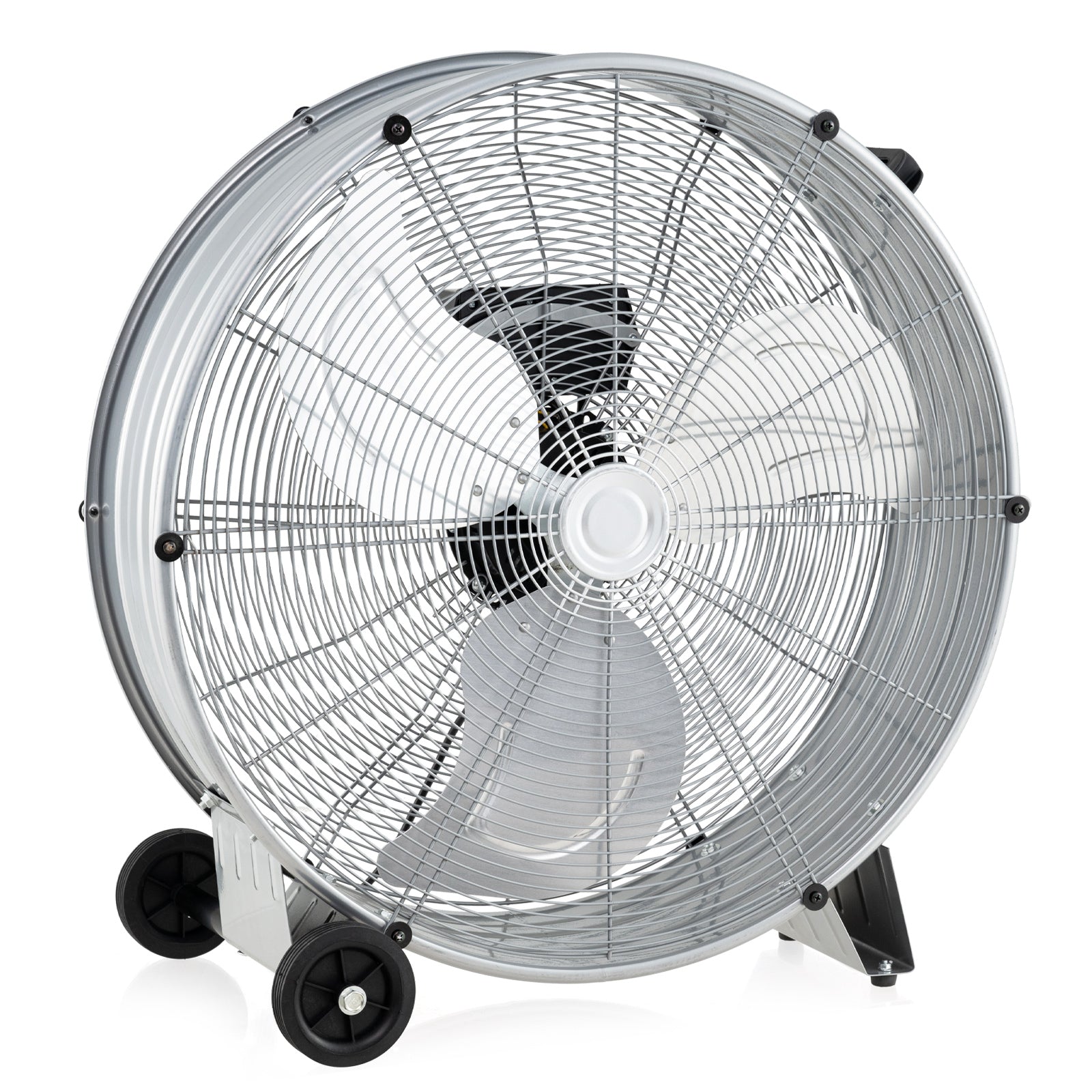 24 Inch High-Velocity Industrial Floor Fan with Wheels and Handle-Silver