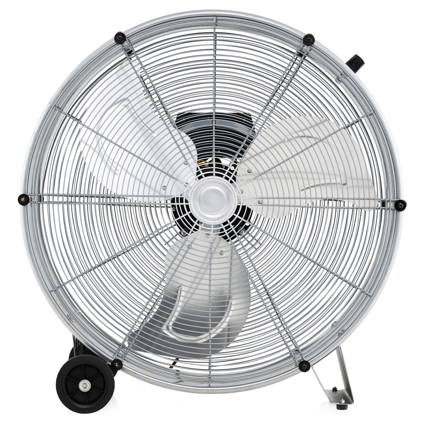 24 Inch High-Velocity Industrial Floor Fan with Wheels and Handle-Silver