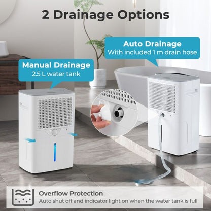 24 L Energy Efficient Dehumidifier with Auto Drain or Manual Drainage-White