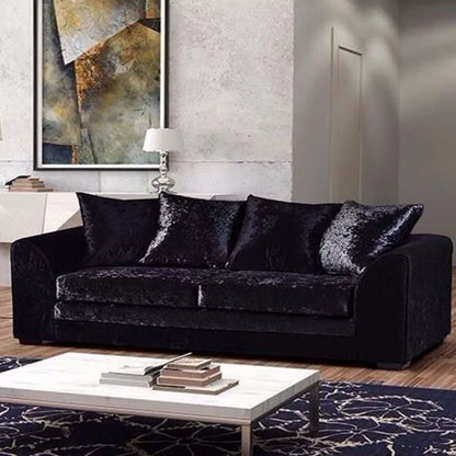 Arabia Crushed Velvet 3 Seater Sofa - Black