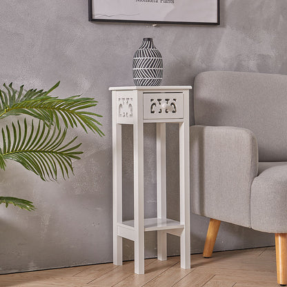 Telephone Table with Drawer Tall Slim Living Room End Table Corner Bedside Table