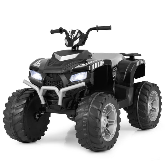 24V Ride-On ATV Toy Car with LED Lights and Wireless Connection-Black