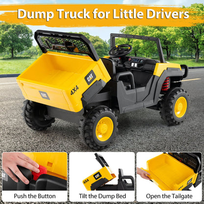 24V Ride On Dump Truck with Remote Control and Music-Yellow