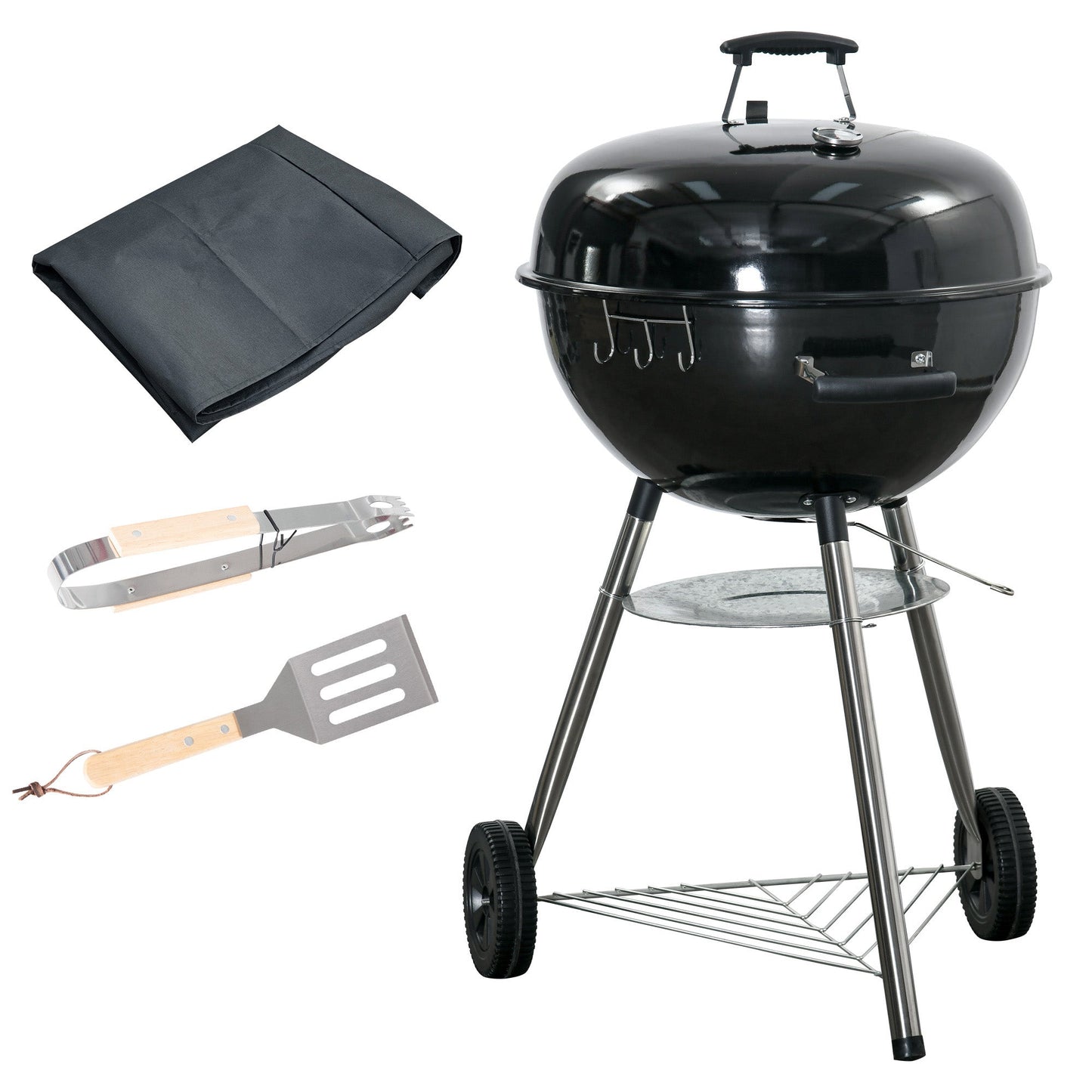 Outsunny Portable Kettle Charcoal Grill - Black