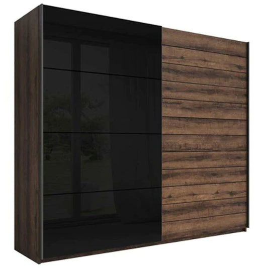 Astro Galaxy 2 Door Sliding Wardrobe in Oak and Black - 220cm