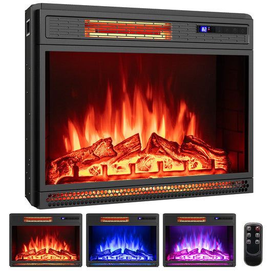 25 Inch Electric Fireplace Insert Recessed Infrared Fireplace Heater 900W/1800W