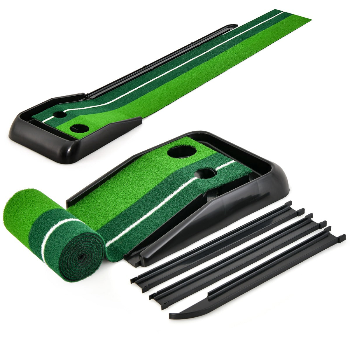 250 CM Putting Premium Golf Practice Turf with Auto Ball Return Track