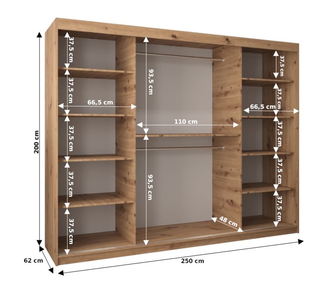 York Sliding Door Wardrobe 250cm