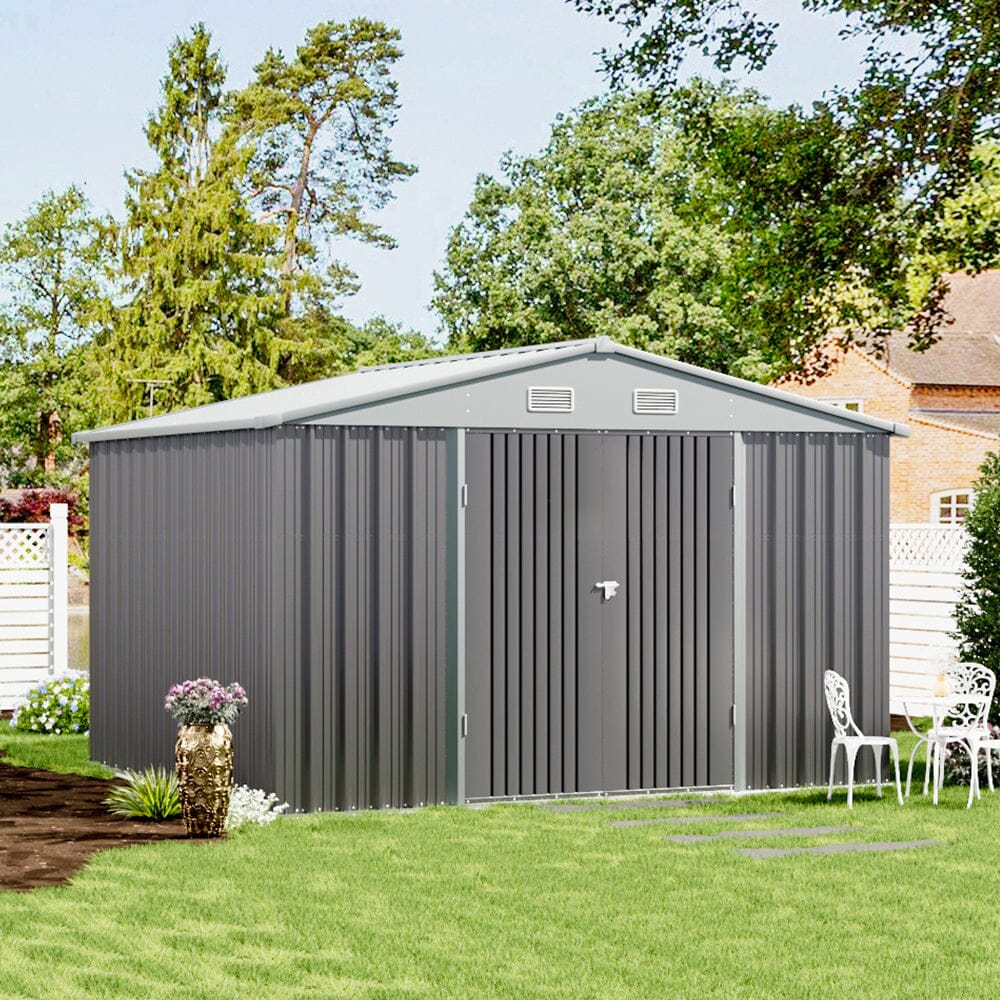 10.5ft W x 6.7ft H Outdoor Garden Metal Storage Shed Motorcycle Sheds with Lockable