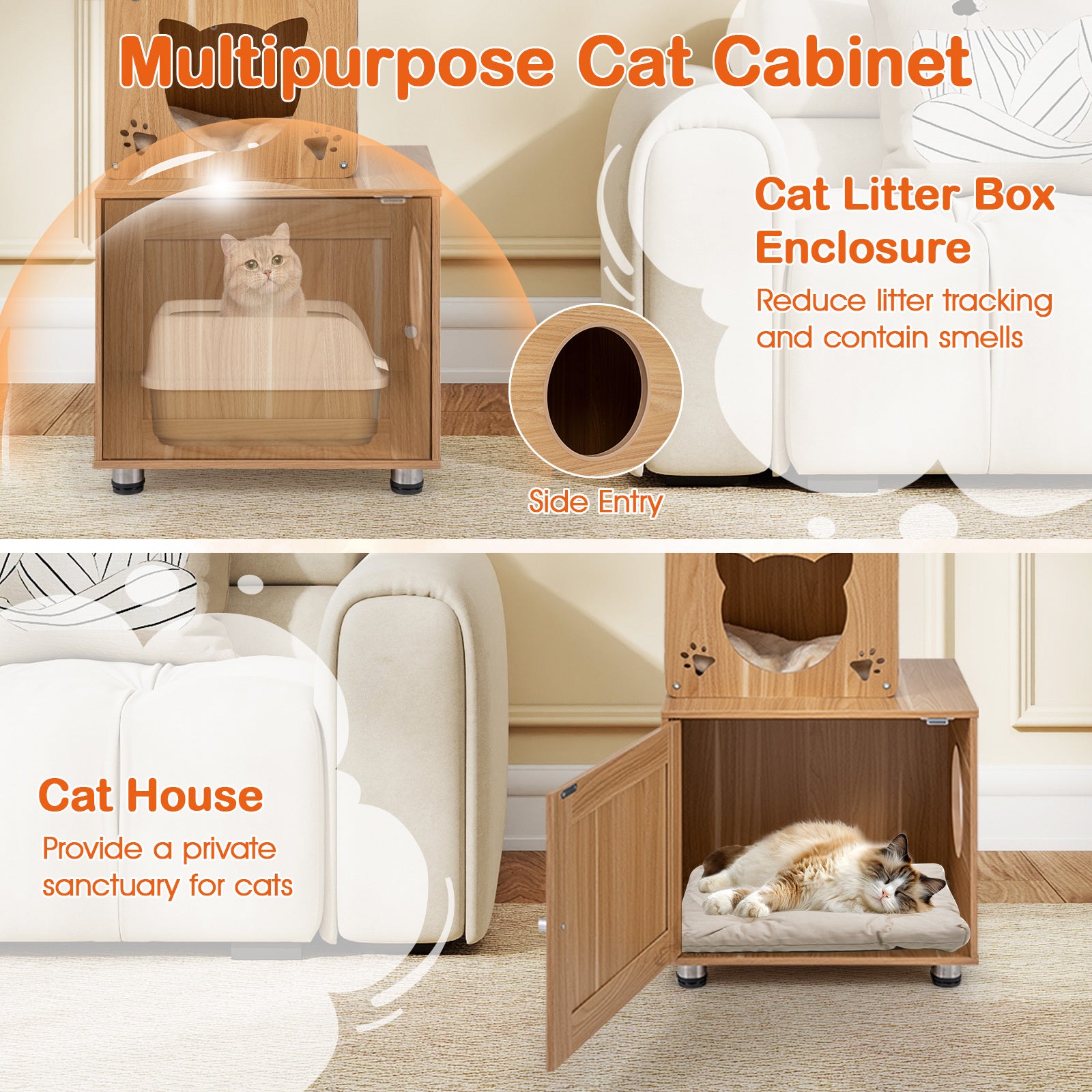 256-275 cm Adjustable Floor to Ceiling Cat Tree-Brown