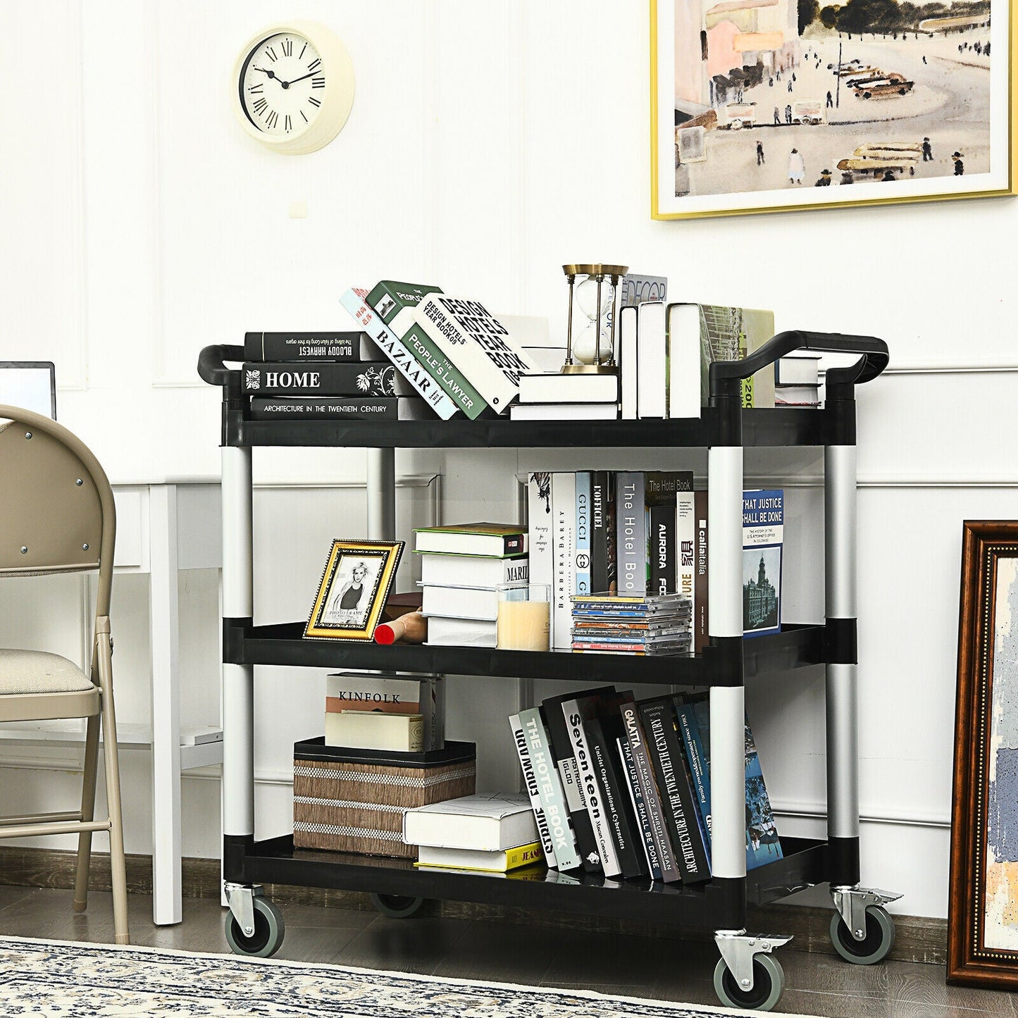 3-Tier Multifunctional Utility Cart with Flexible Wheels