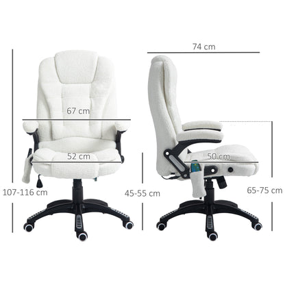 Vinsetto Boucle Six-Point Massage Office Chair - White