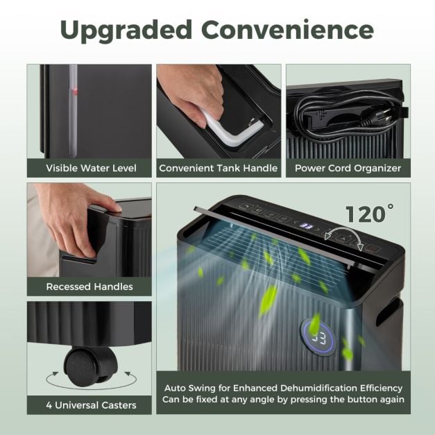 25L/D Dehumidifier for Home with 4 Modes 3-Color Indicator 24H Timer-Black