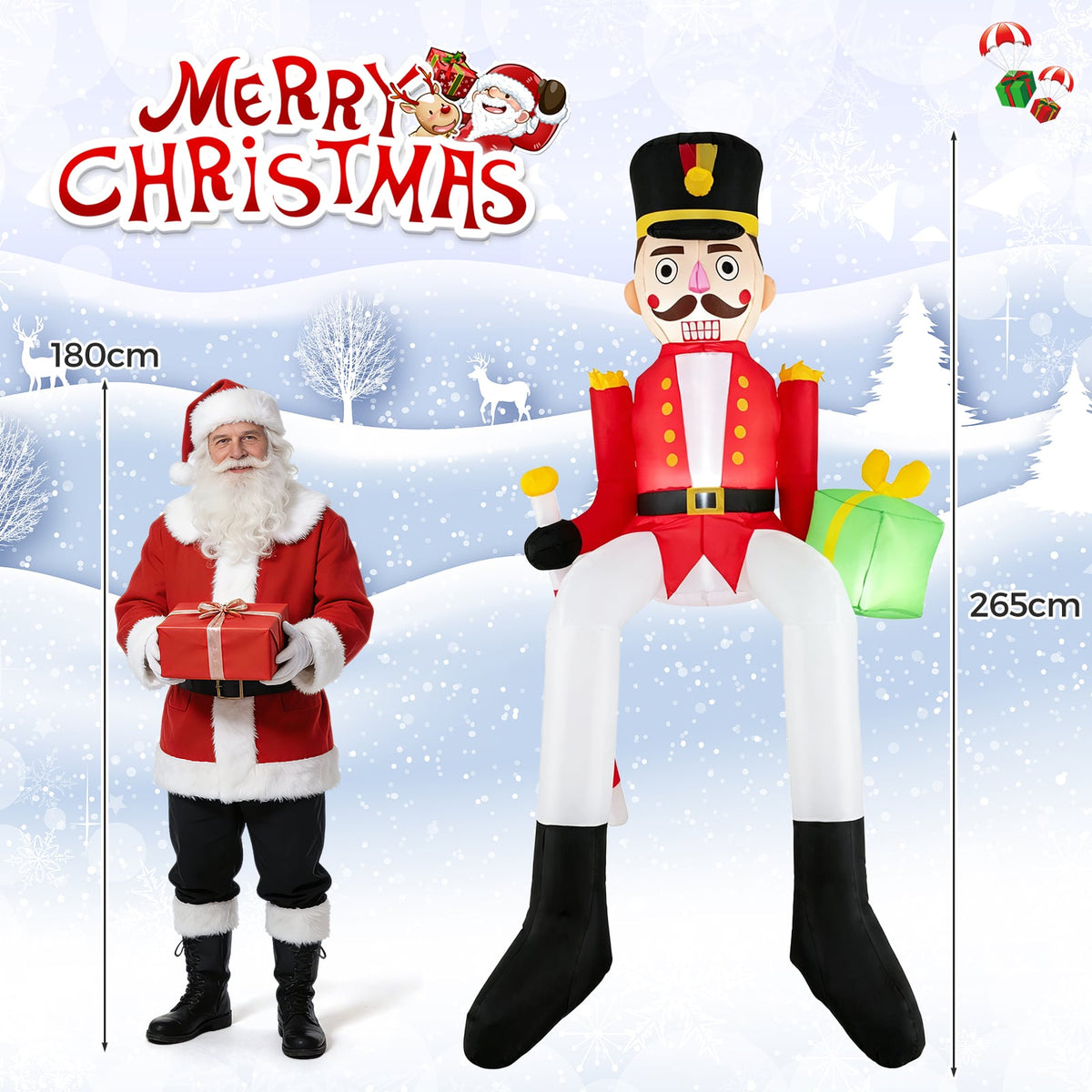 265 cm Inflatable Christmas Hanging Decoration with Built-in LED Lights
