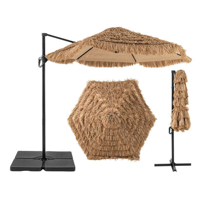 268 cm Cantilever Tiki Patio Umbrella with Vented Top-Natural