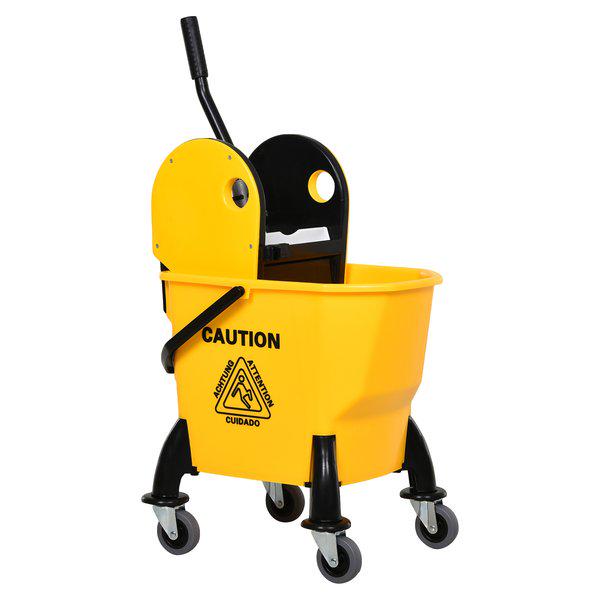 26L Commercial Plastic Mop Bucket And Water Wringer - Yellow