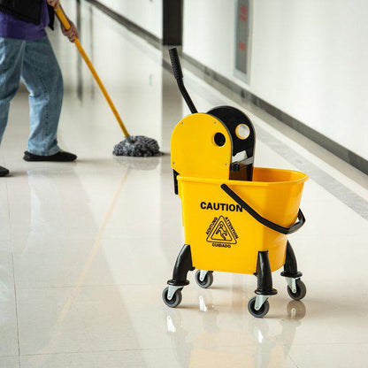 26L Commercial Plastic Mop Bucket And Water Wringer - Yellow