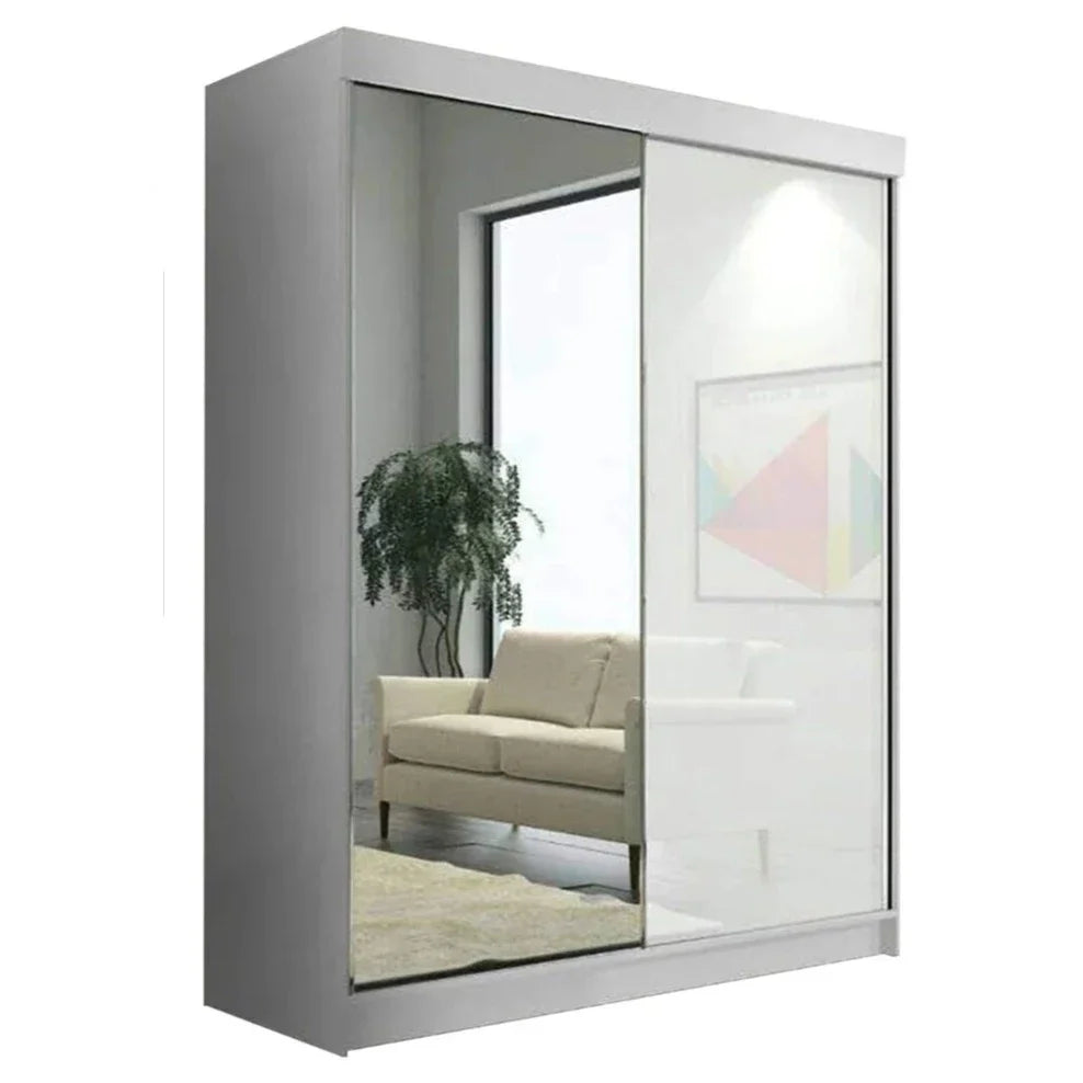 Texas White High Gloss Sliding Door Wardrobe - 3 Sizes