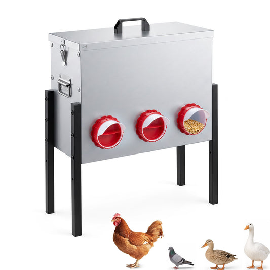 26L Automatic Chicken Feeder in Silver