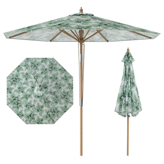 270 cm Patio Umbrella Market Table Umbrella with Push Button Tilt-Green