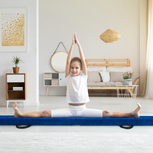 270CM Folding Balance Beam with Solid Wood Base and Anti-slip Bottom-Blue