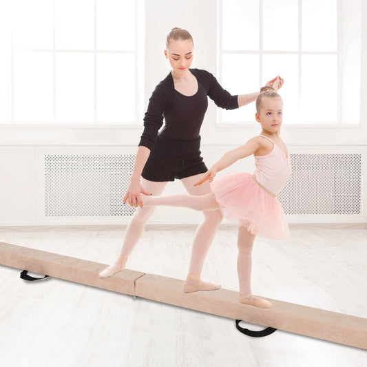 270CM Folding Balance Beam with Solid Wood Base and Anti-slip Bottom-Brown