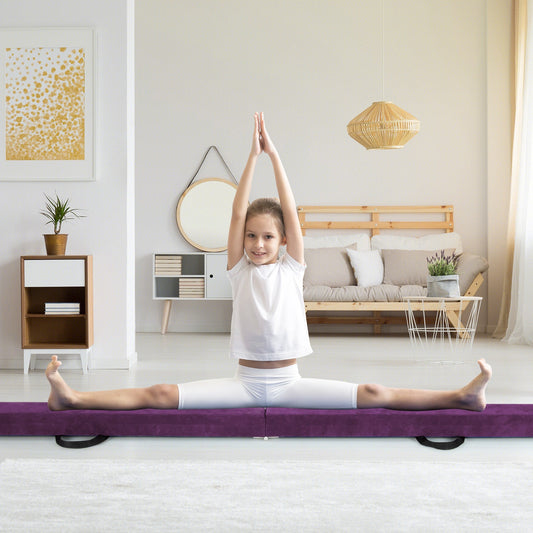 270CM Folding Balance Beam with Solid Wood Base and Anti-slip Bottom-Purple