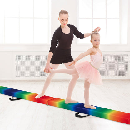 270CM Folding Balance Beam with Solid Wood Base and Anti-slip Bottom-Rainbow