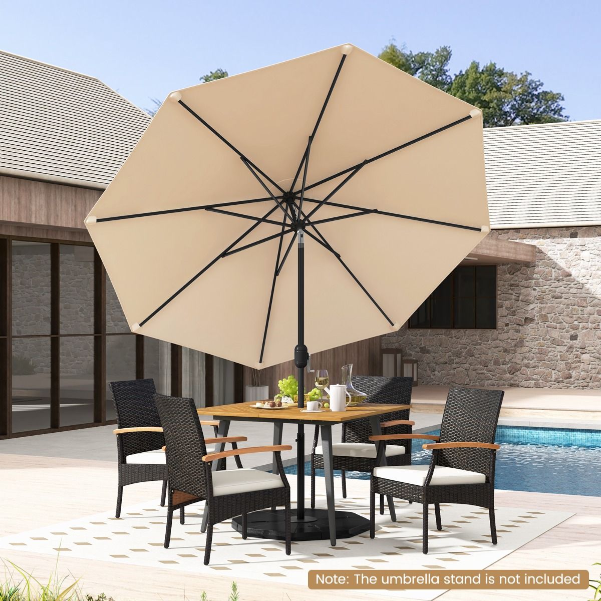 270cm Patio Umbrella Cantilever for Garden and Deck-Beige