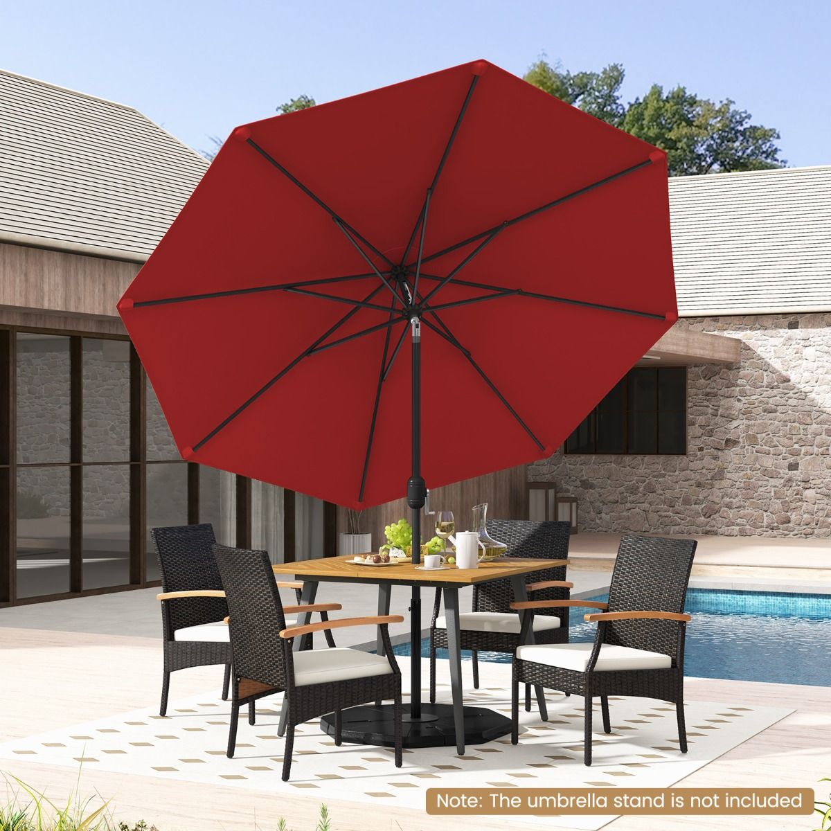 270cm Patio Umbrella Cantilever for Garden and Deck-Wine