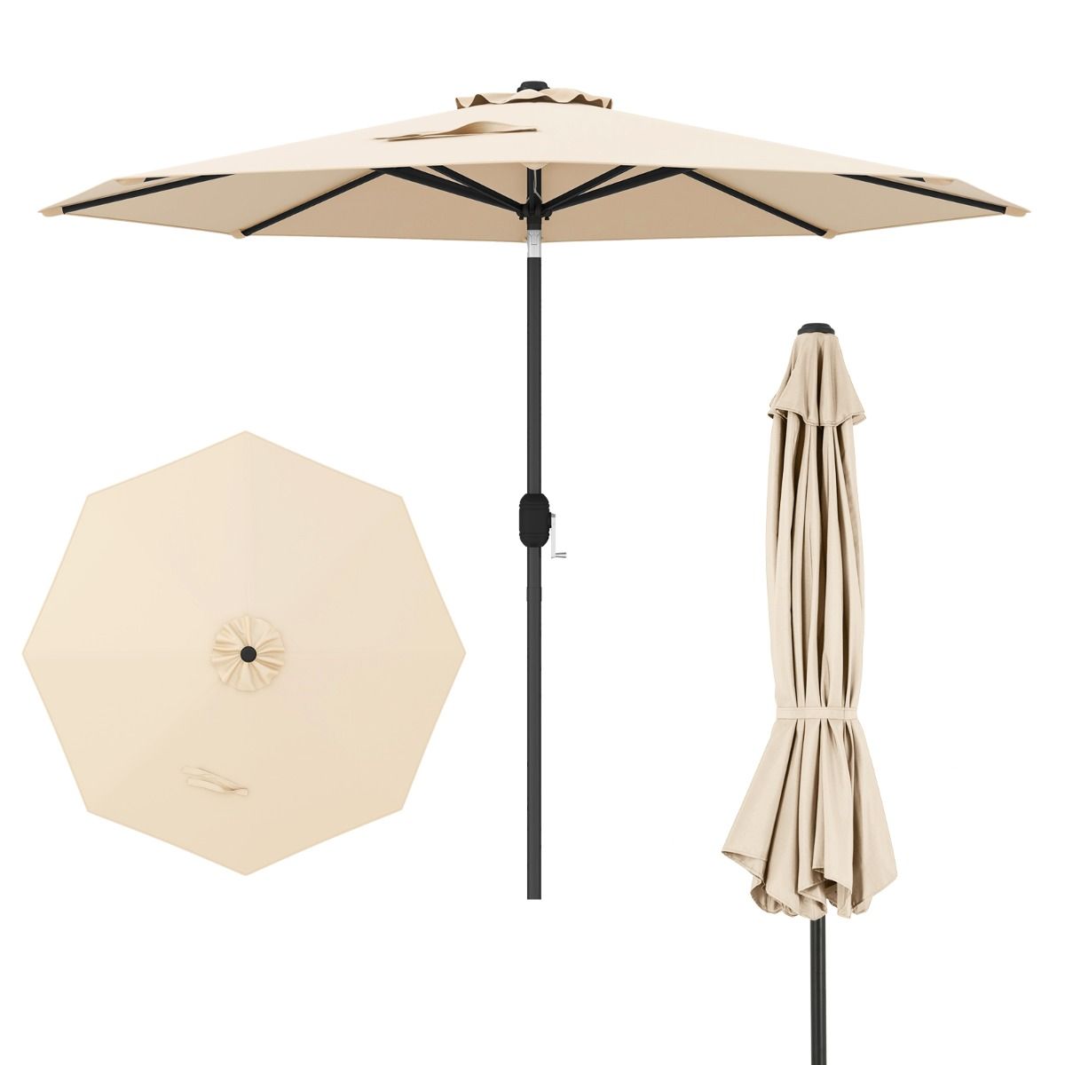 270cm Patio Umbrella Cantilever for Garden and Deck-Beige