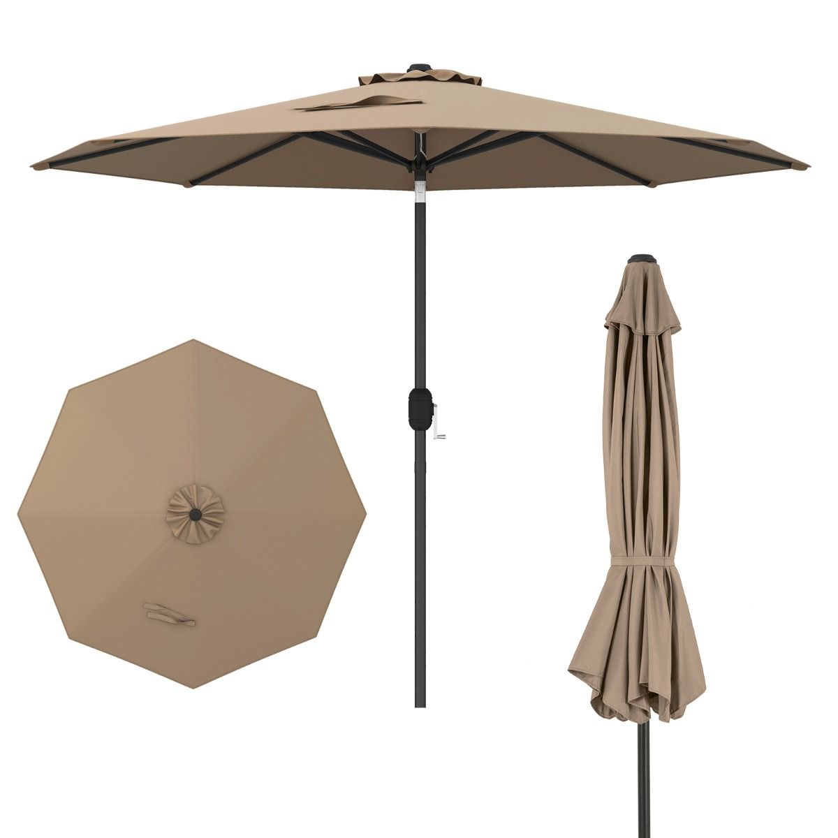 270cm Patio Umbrella Cantilever for Garden and Deck-Grey