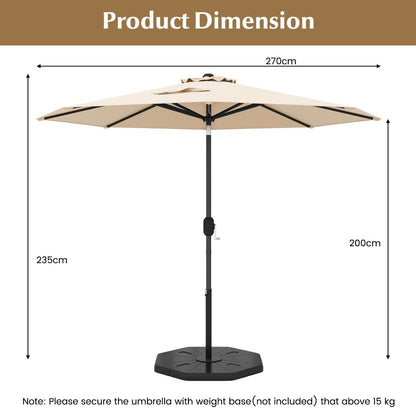 270cm Patio Umbrella Cantilever for Garden and Deck-Beige