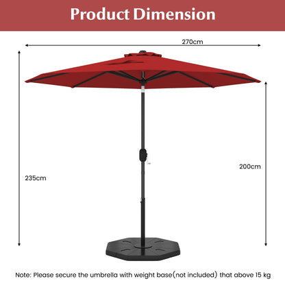 270cm Patio Umbrella Cantilever for Garden and Deck-Wine